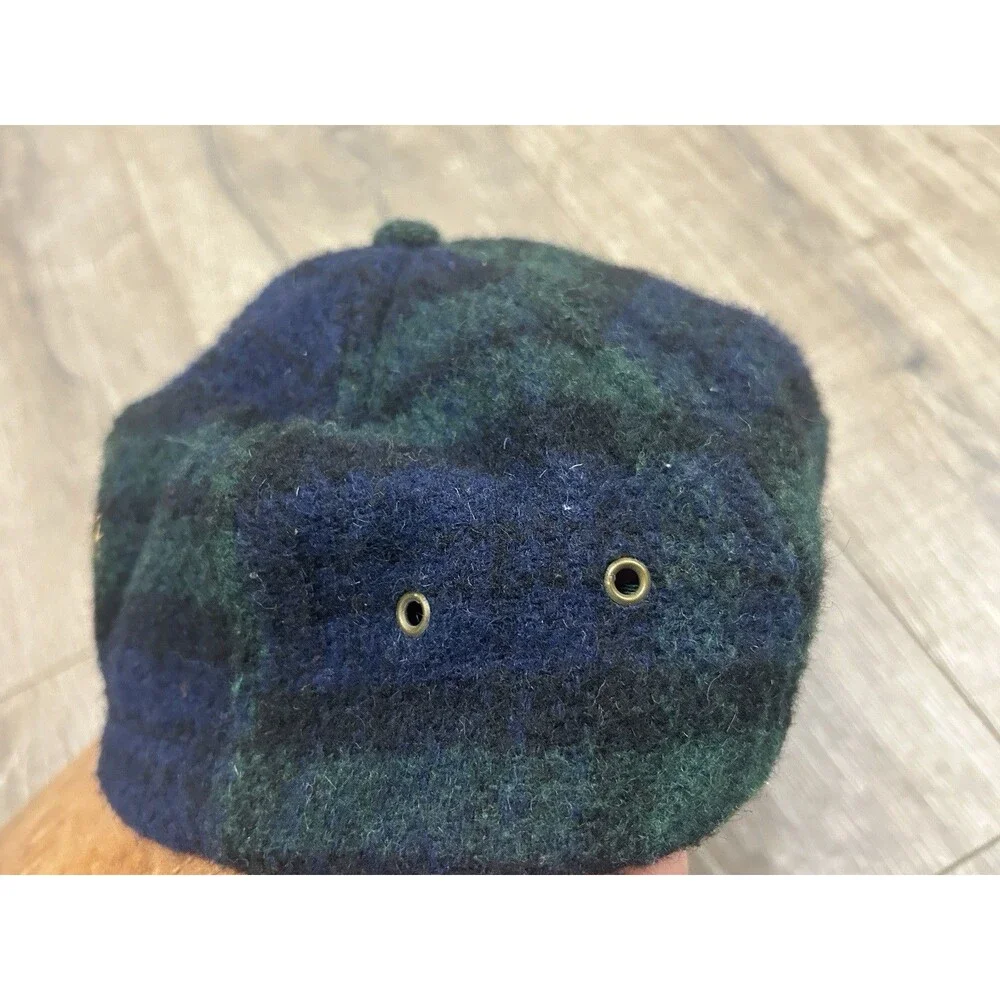 Vintage Stetson Country Wool Plaid Leather Strapback Hat Cap Blackwatch USA